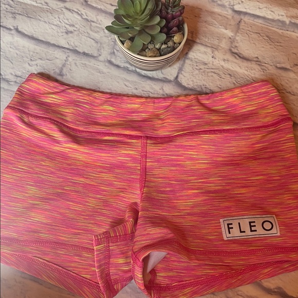 Fleo Women's Vibrant Pink and Yellow Athletic Shorts - Picture 1 of 4